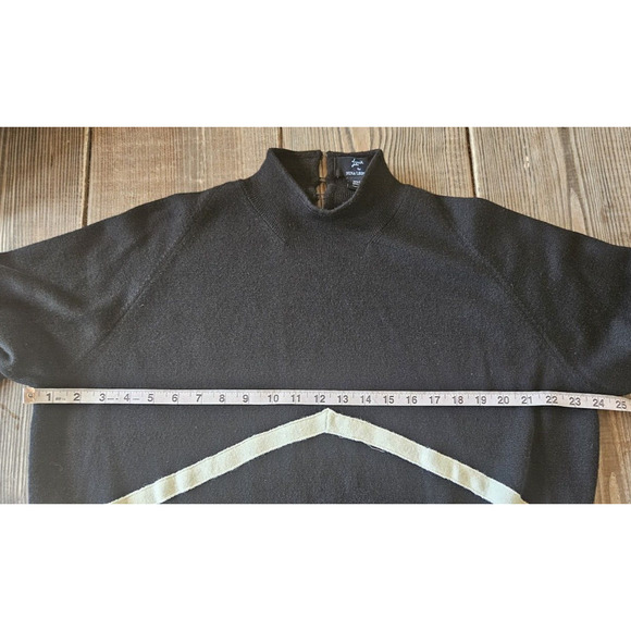 Vintage Maxi Dress Womens 2X Black White Wool Knit Mod 60s 70s Retro Old Money - Picture 7 of 10